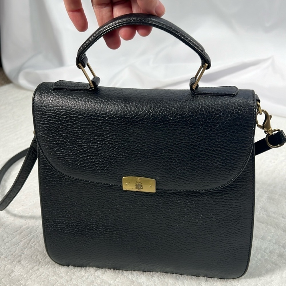 Vintage Mark Cross 1845 leather top handle crossbody bag black - Picture 3 of 16